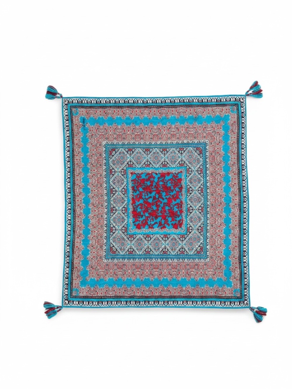Johnny Was Square Tassel Silk Scarf